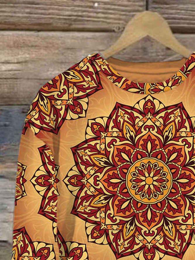 Ethnic Casual Crew Neck Sweatshirt