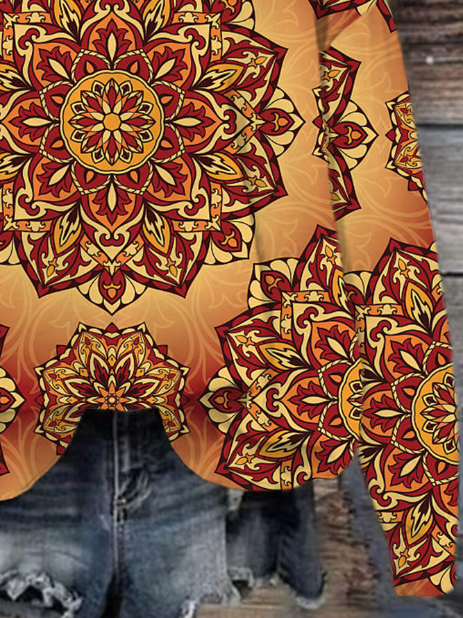 Ethnic Casual Crew Neck Sweatshirt