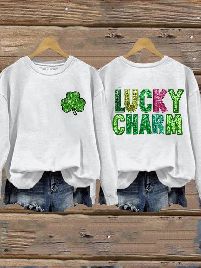 Women's St. Patrick's Day Printed Crew Neck Sweatshirt