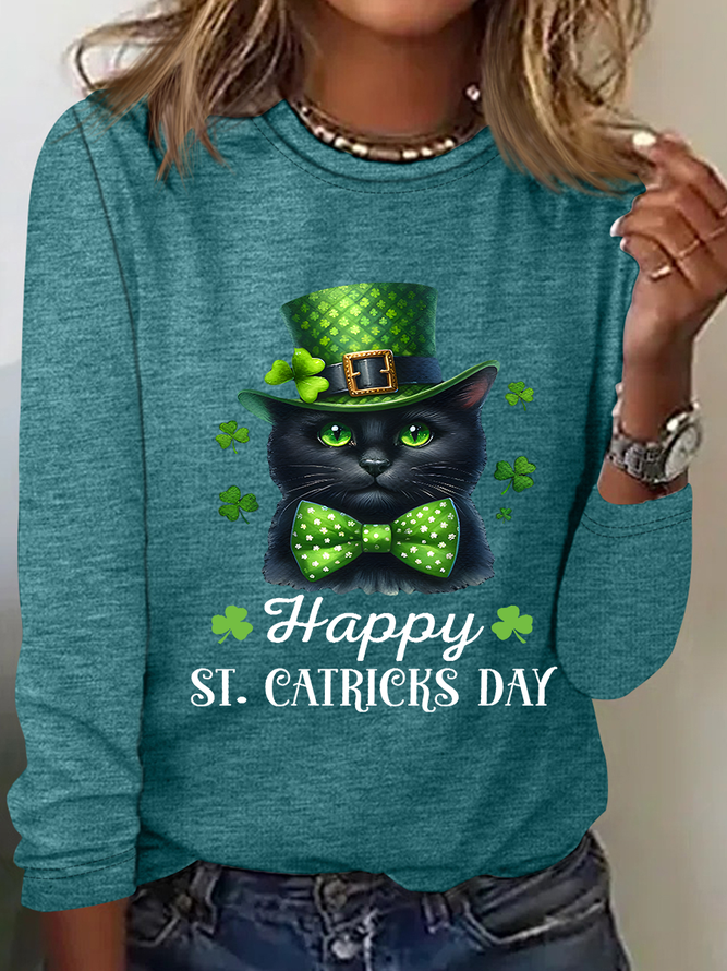 The Best St. Patrick's Day Gifts For Cats Casual Long Sleeve Shirt