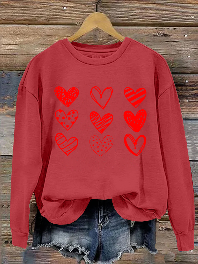 Womens Valentines Hearts , Valentine's Day Casual Sweatshirt