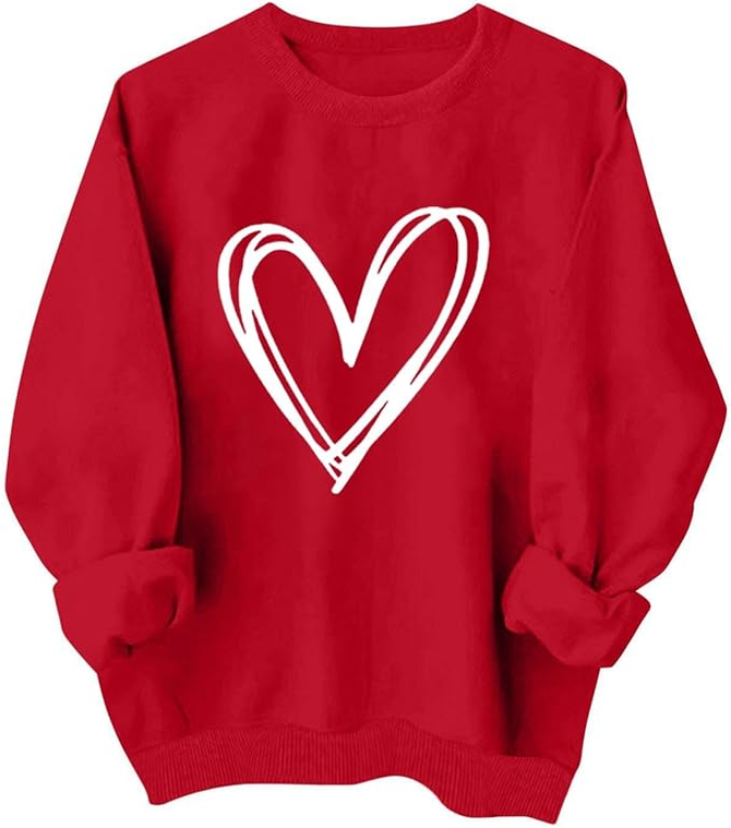 Casual Loose Heart/Cordate Crew Neck Sweatshirt