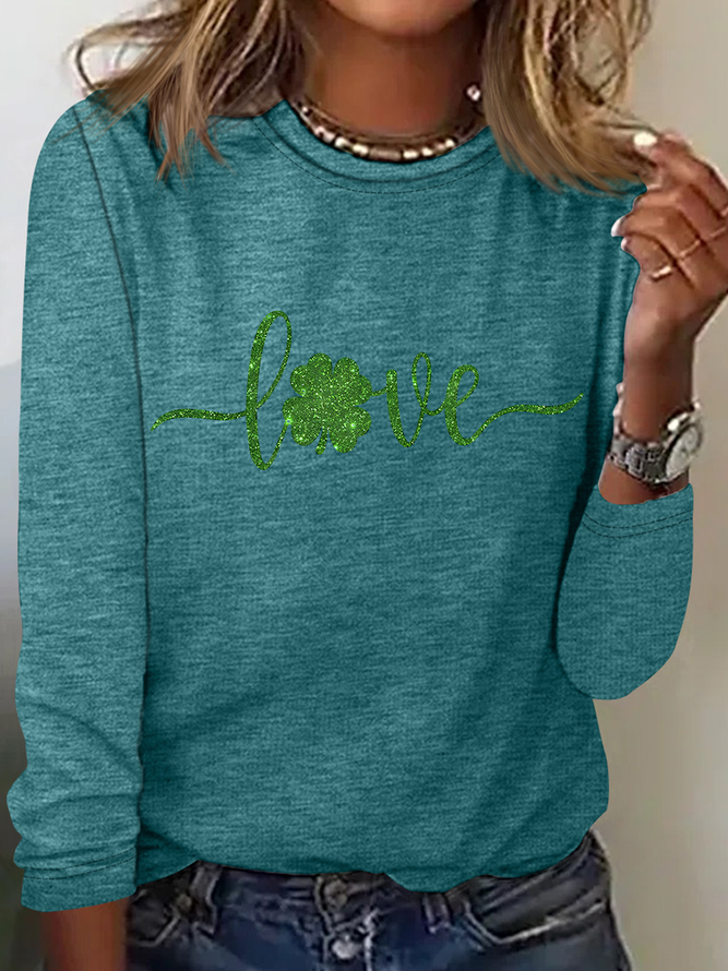 Love St Patrick's Day Casual Long Sleeve Shirt