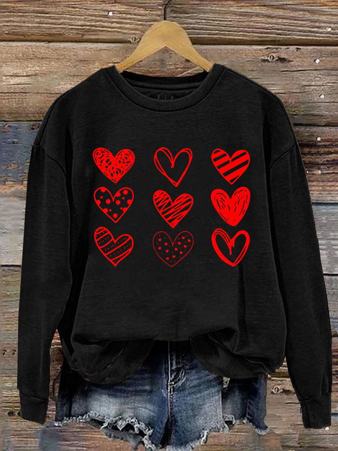 Womens Valentines Hearts , Valentine's Day Casual Sweatshirt