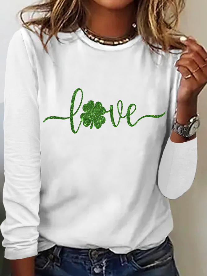 Love St Patrick's Day Casual Long Sleeve Shirt