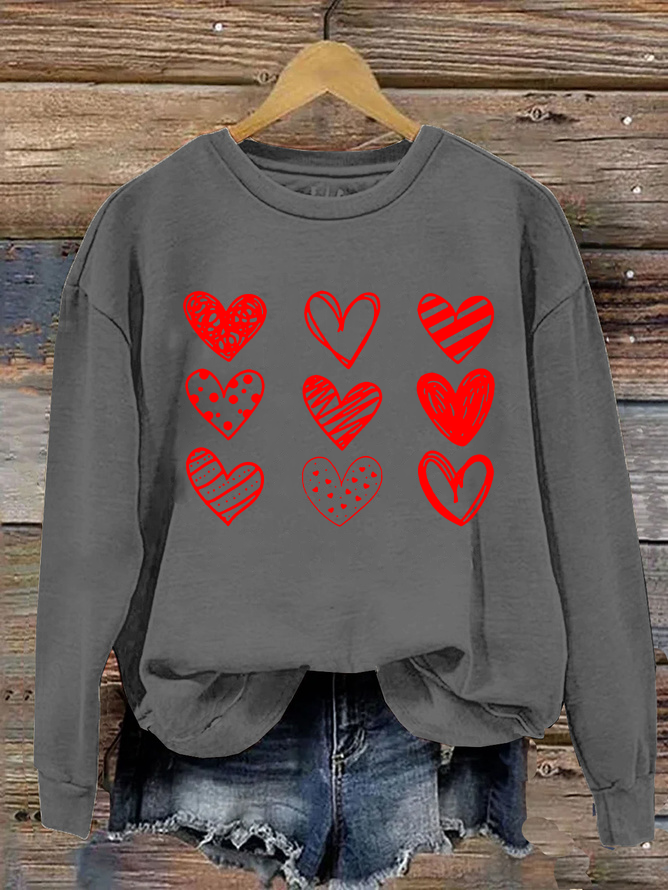 Womens Valentines Hearts , Valentine's Day Casual Sweatshirt
