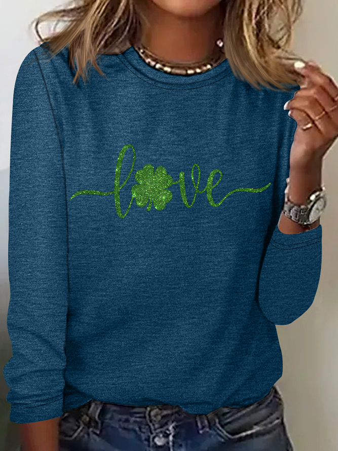 Love St Patrick's Day Casual Long Sleeve Shirt