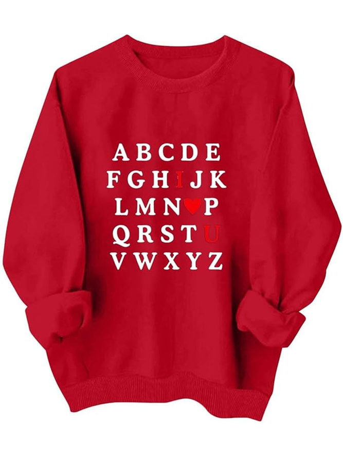 Casual Loose Heart/Cordate Crew Neck Sweatshirt