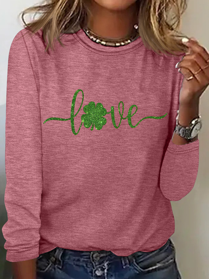 Love St Patrick's Day Casual Long Sleeve Shirt