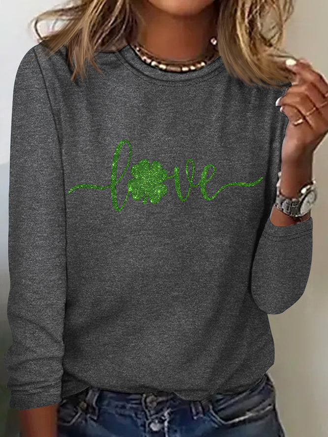 Love St Patrick's Day Casual Long Sleeve Shirt