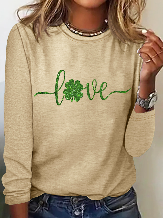 Love St Patrick's Day Casual Long Sleeve Shirt