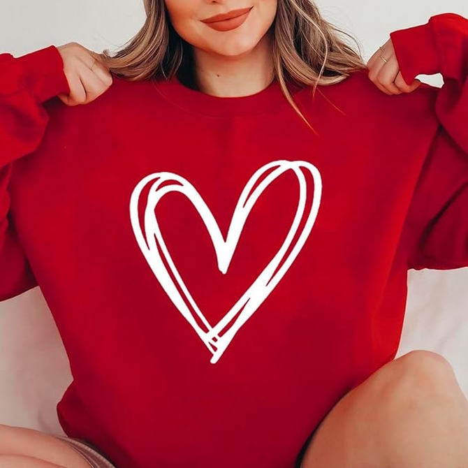 Casual Loose Heart/Cordate Crew Neck Sweatshirt