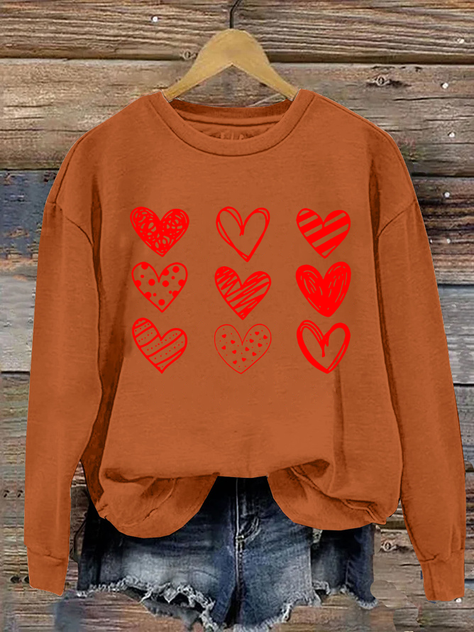 Womens Valentines Hearts , Valentine's Day Casual Sweatshirt