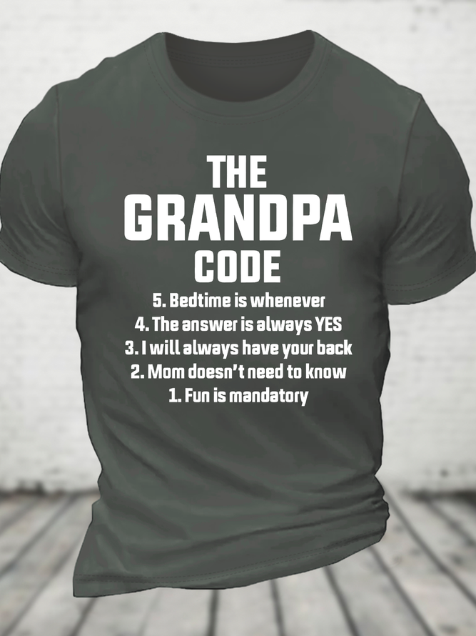 The Grandpa Code Funny Grandpa Cotton T-Shirt