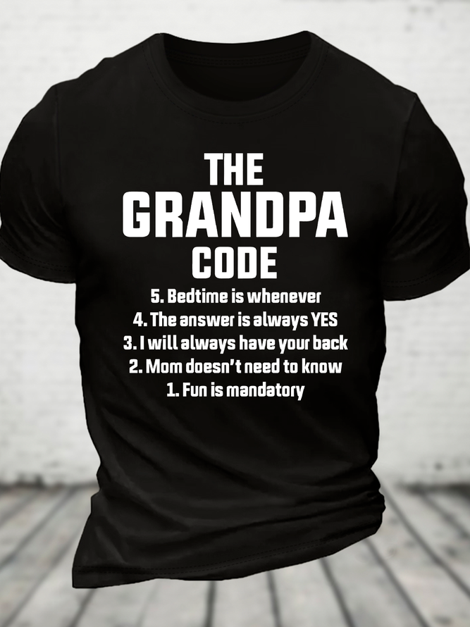 The Grandpa Code Funny Grandpa Cotton T-Shirt