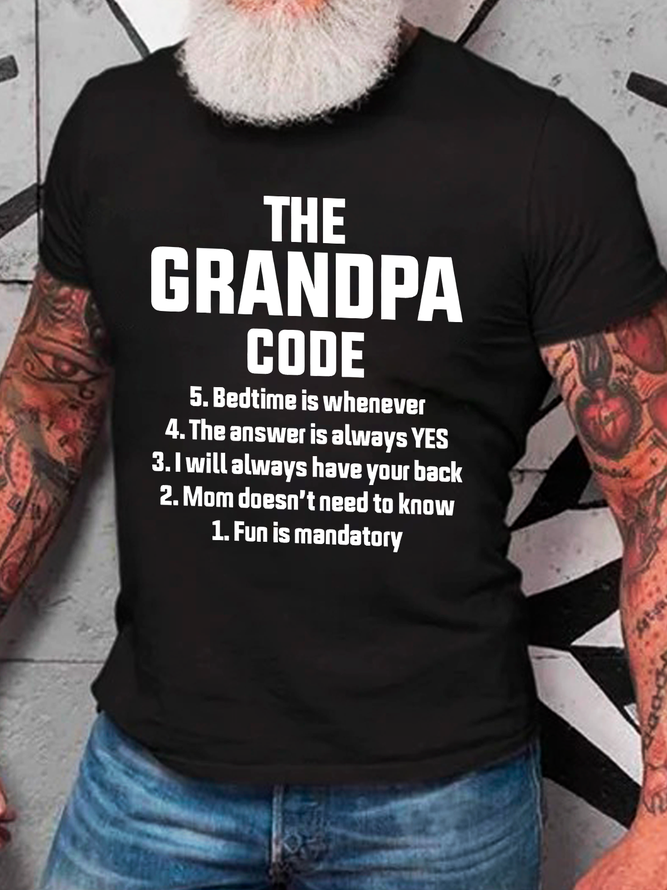 The Grandpa Code Funny Grandpa Cotton T-Shirt