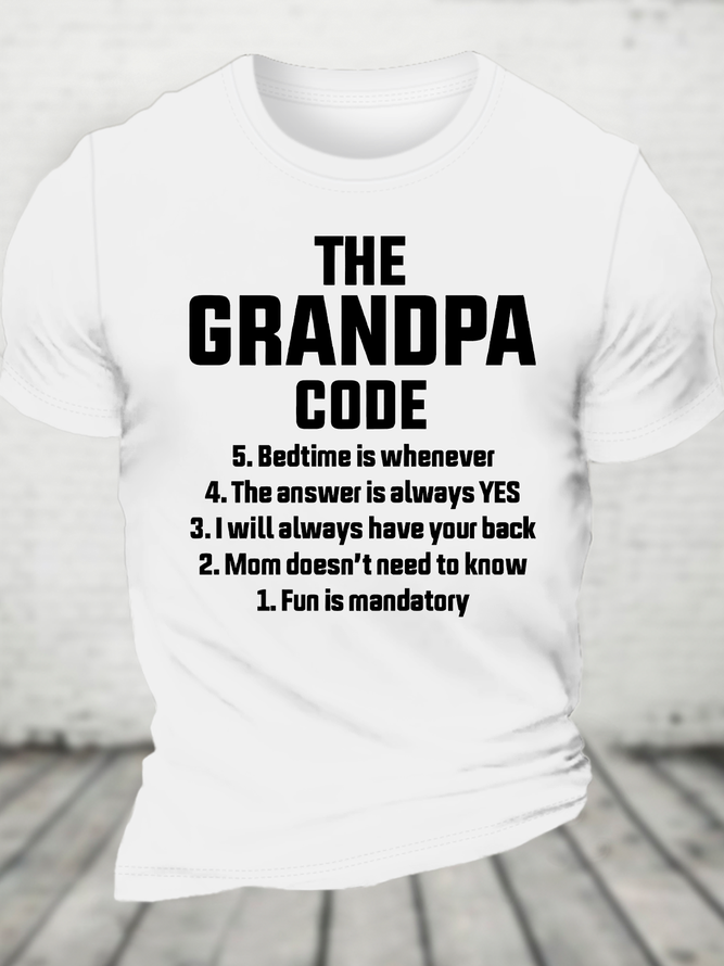 The Grandpa Code Funny Grandpa Cotton T-Shirt