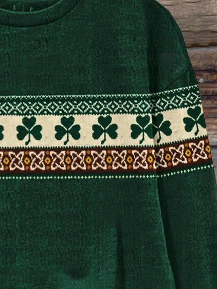Women's St. Patrick's Day Shamrock Art Print Sweatshirt