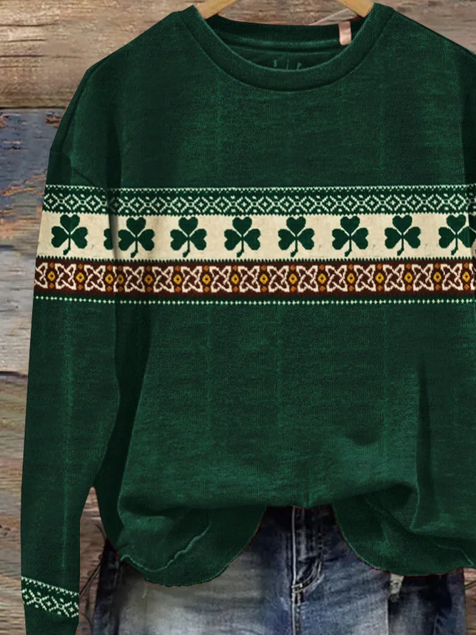Women's St. Patrick's Day Shamrock Art Print Sweatshirt