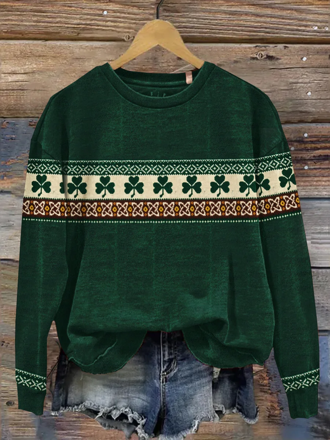 Women's St. Patrick's Day Shamrock Art Print Sweatshirt