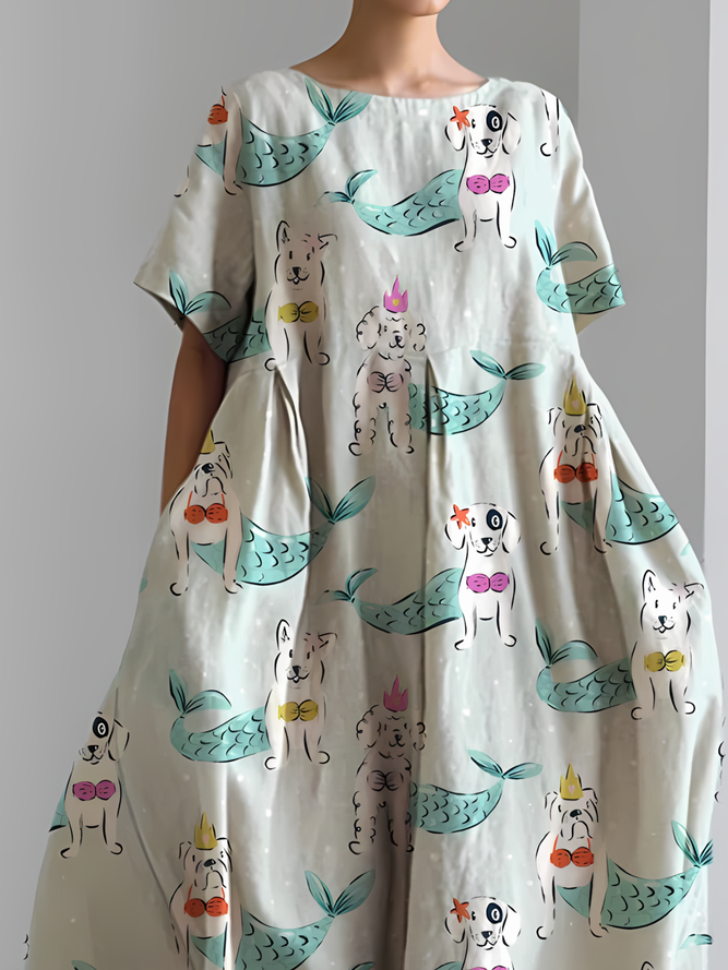 Women's Fun Cute Dog Print Dress