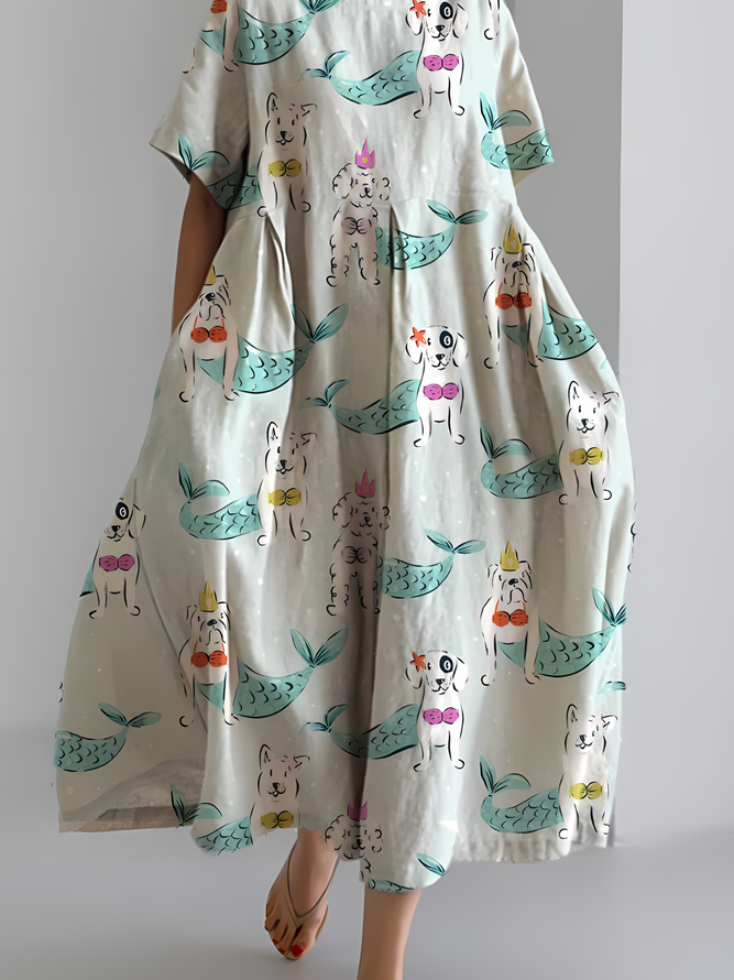 Women's Fun Cute Dog Print Dress