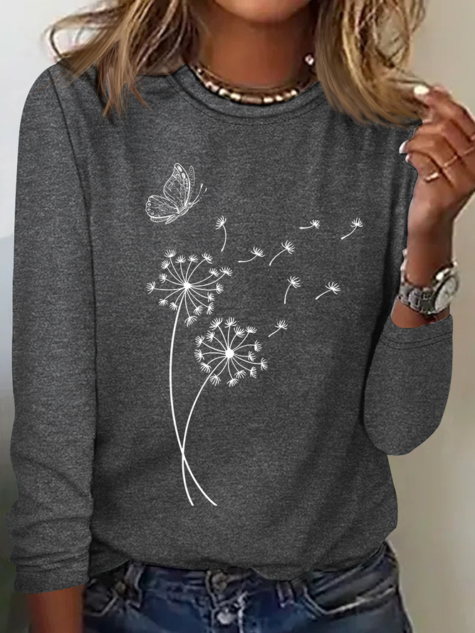 Dandelion Wild Flower Casual Long Sleeve Shirt