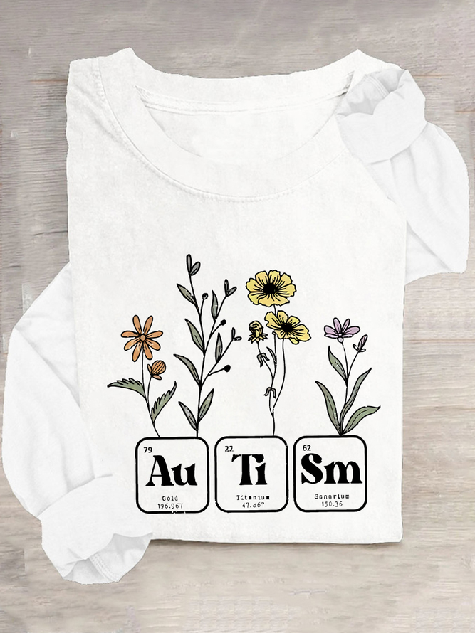Autism Bundle Retro Wildflower Autism Bundle Casual Long Sleeve Shirt