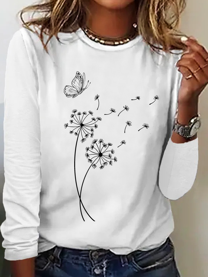 Dandelion Wild Flower Casual Long Sleeve Shirt