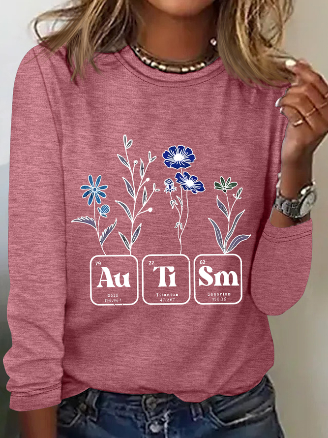 Autism Bundle Retro Wildflower Autism Bundle Casual Long Sleeve Shirt
