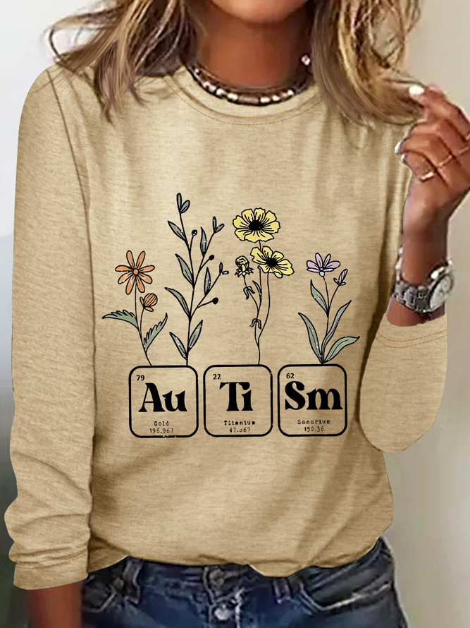 Autism Bundle Retro Wildflower Autism Bundle Casual Long Sleeve Shirt