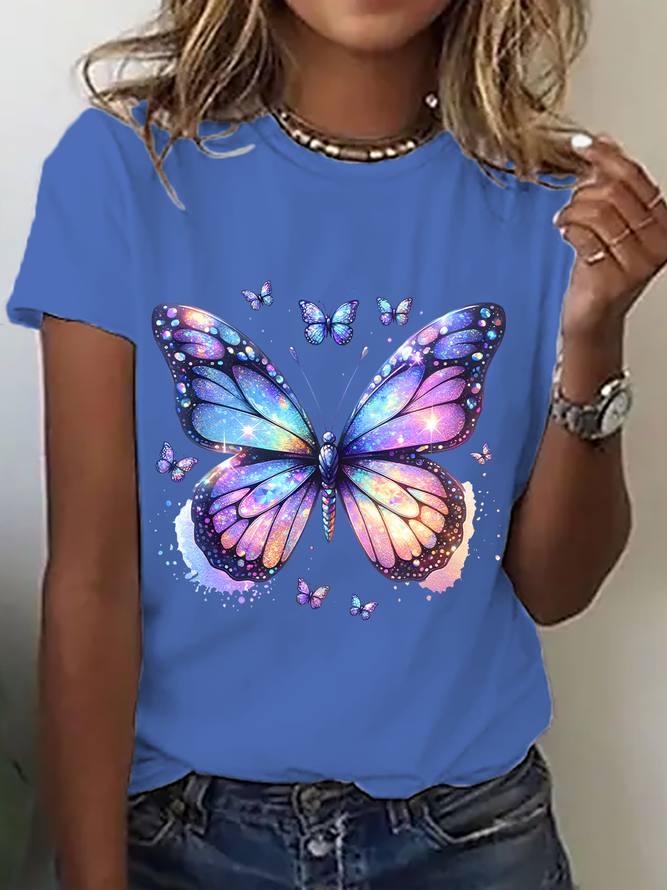 Iridescent Butterfly Cotton T-Shirt