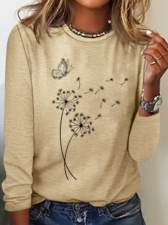 Dandelion Wild Flower Casual Long Sleeve Shirt