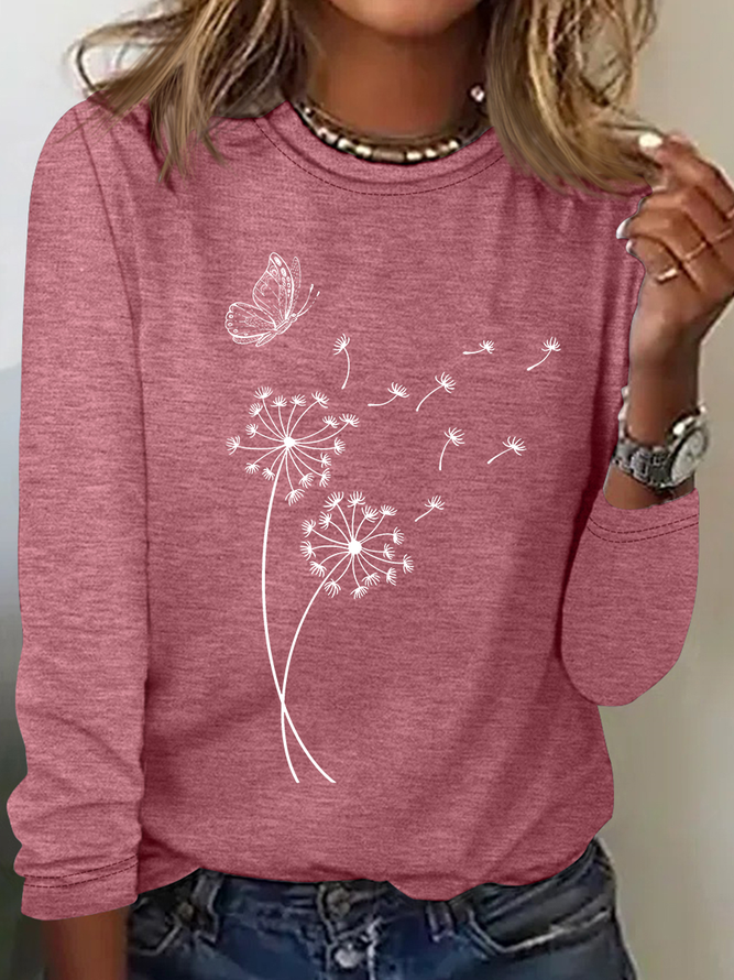 Dandelion Wild Flower Casual Long Sleeve Shirt
