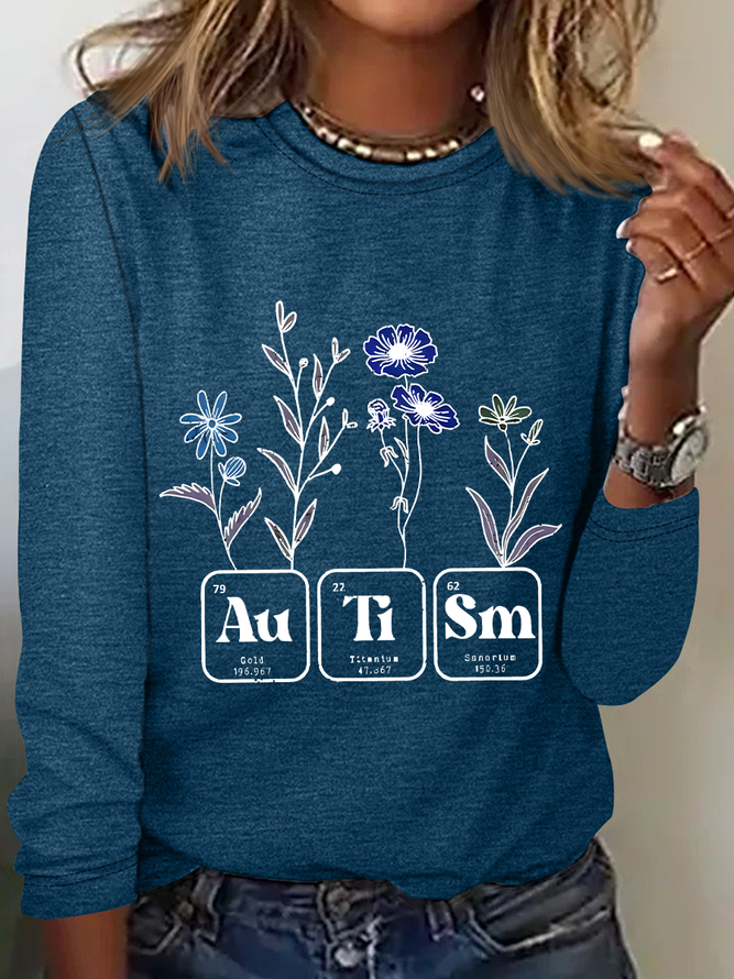 Autism Bundle Retro Wildflower Autism Bundle Casual Long Sleeve Shirt