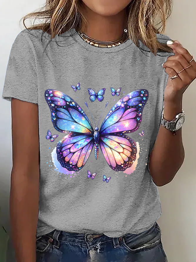 Iridescent Butterfly Cotton T-Shirt