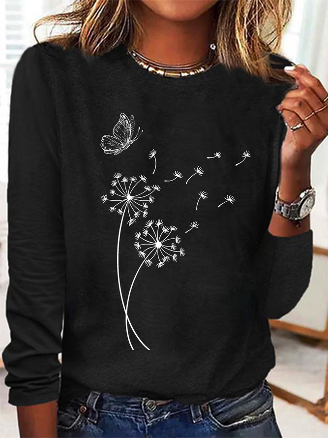 Dandelion Wild Flower Casual Long Sleeve Shirt