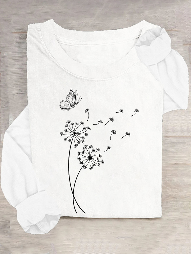 Dandelion Wild Flower Casual Long Sleeve Shirt