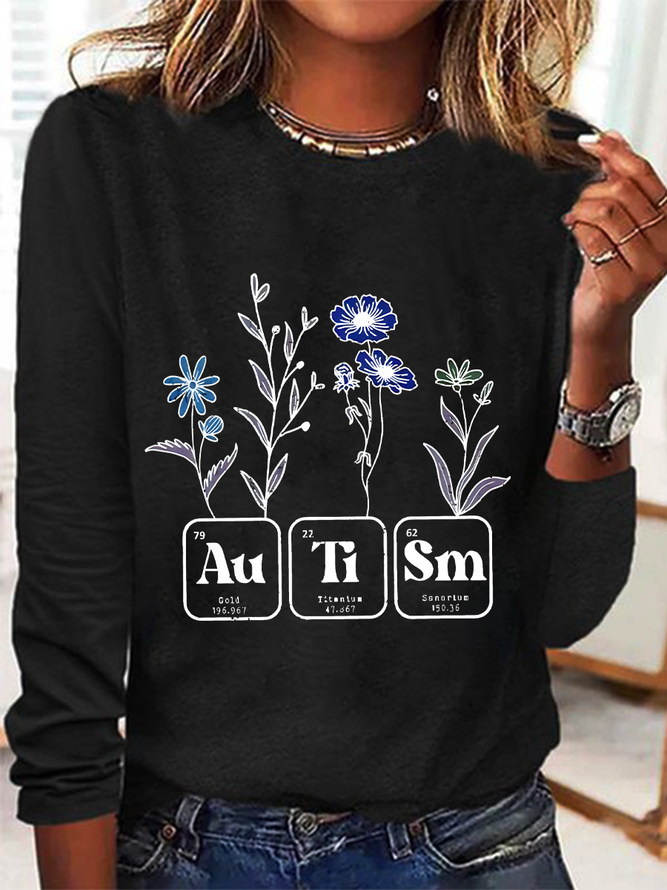 Autism Bundle Retro Wildflower Autism Bundle Casual Long Sleeve Shirt
