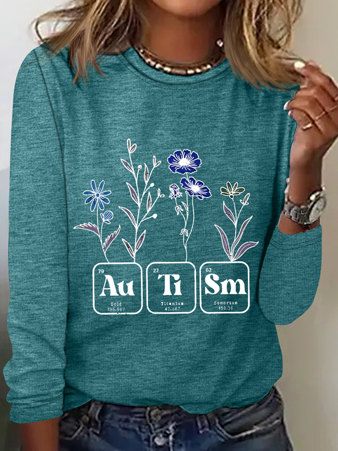 Autism Bundle Retro Wildflower Autism Bundle Casual Long Sleeve Shirt