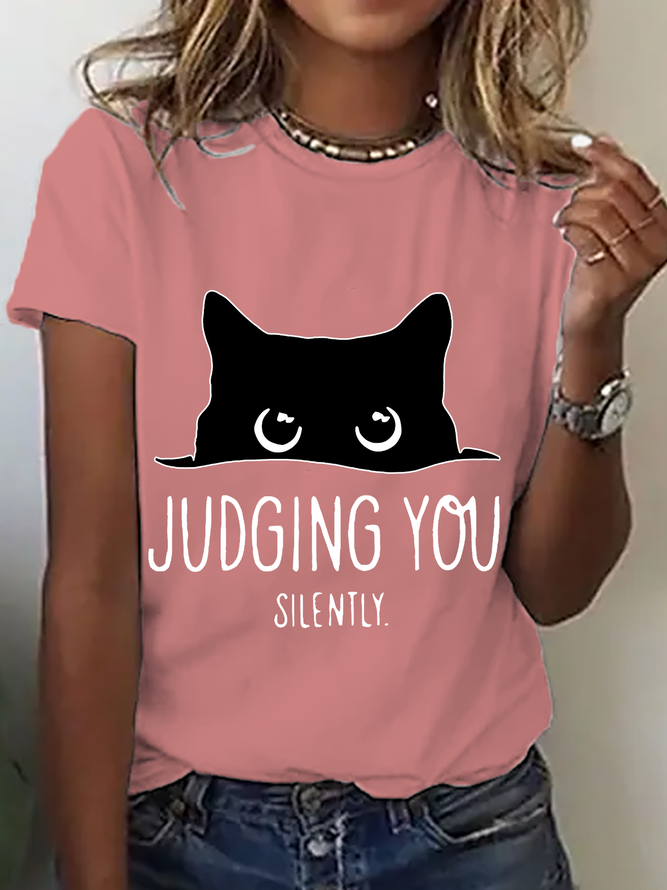 Judging You Sarcastic Cat Cotton T-Shirt