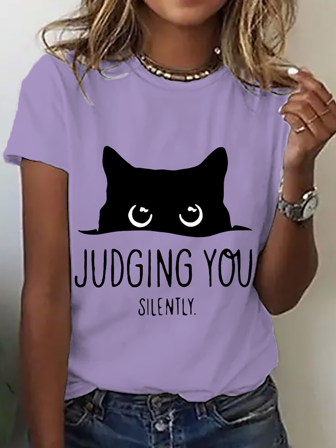 Judging You Sarcastic Cat Cotton T-Shirt