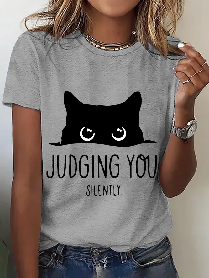 Judging You Sarcastic Cat Cotton T-Shirt