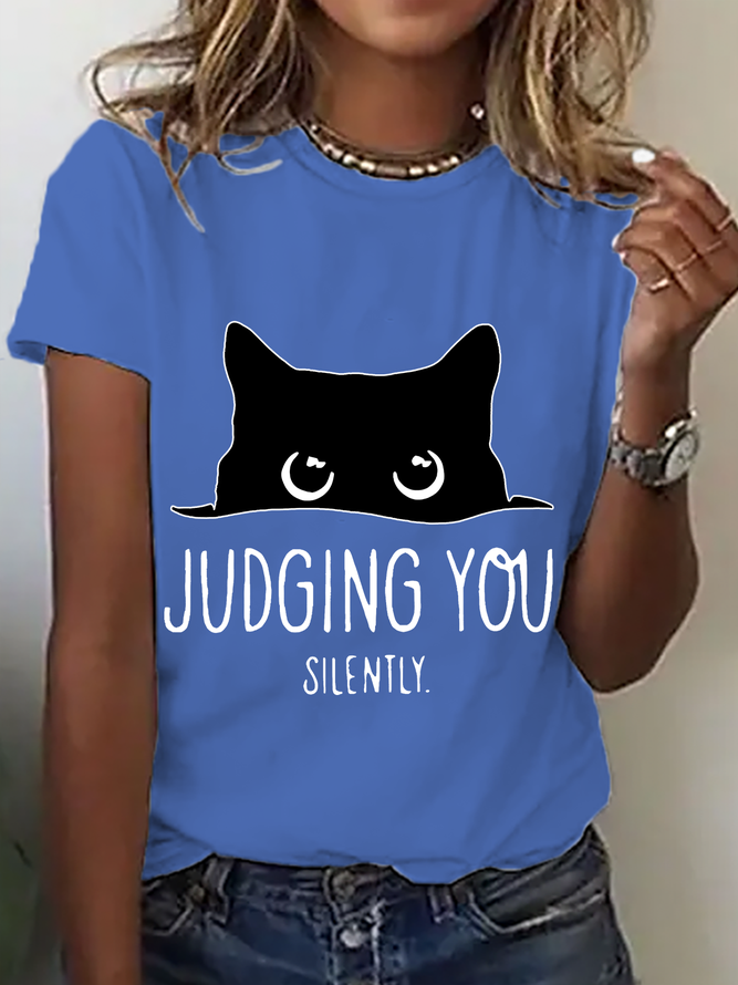 Judging You Sarcastic Cat Cotton T-Shirt