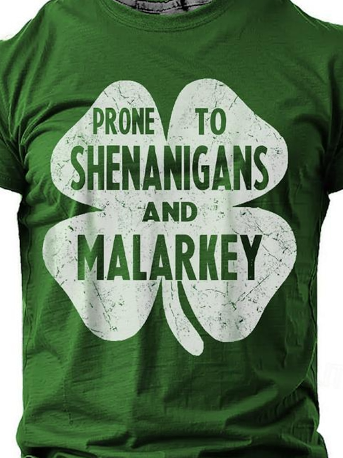 Men‘s Prone To Shenanigans And Malarket Funny Short Sleeve T-Shirt