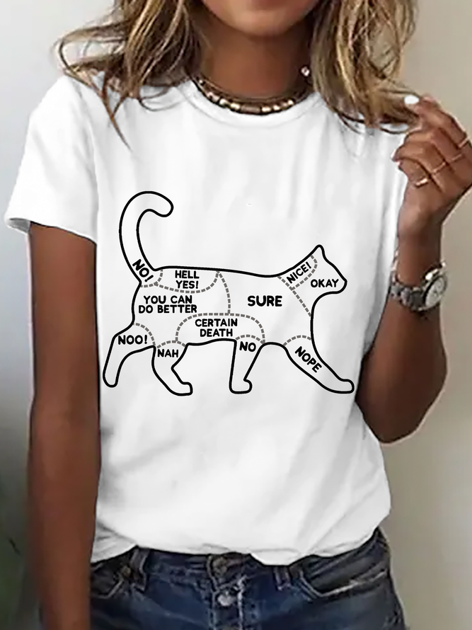 Cat Petting Chart Cotton T-Shirt