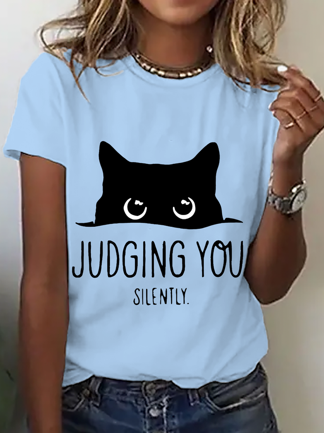 Judging You Sarcastic Cat Cotton T-Shirt