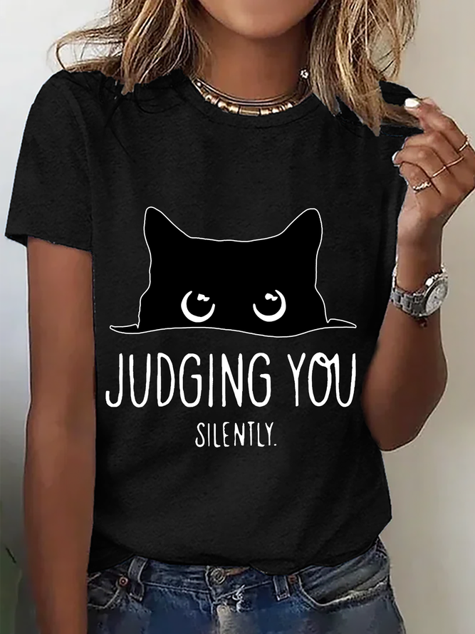 Judging You Sarcastic Cat Cotton T-Shirt