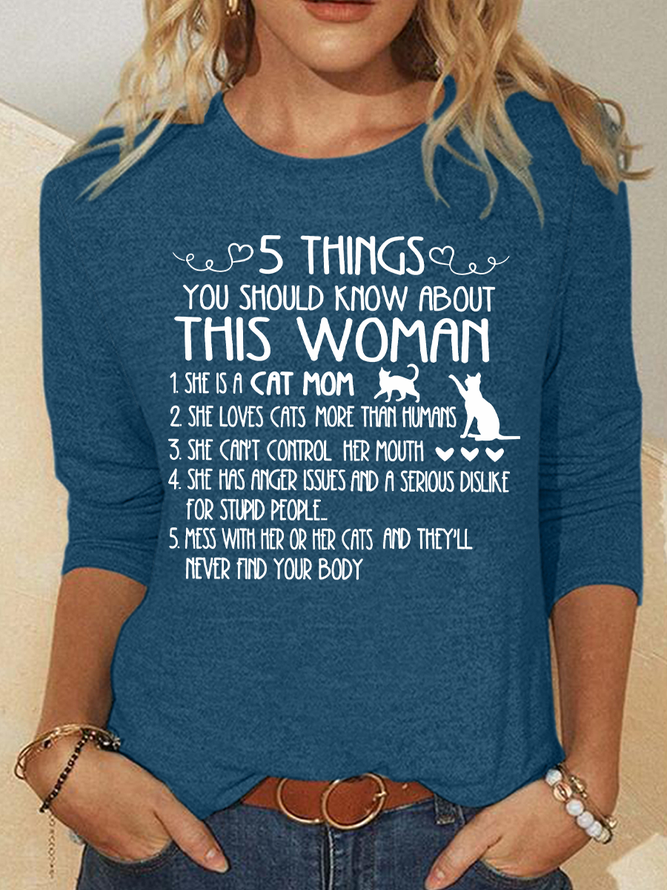 Cat Mom Things Woman Classic T-Shirt Casual Long Sleeve Shirt