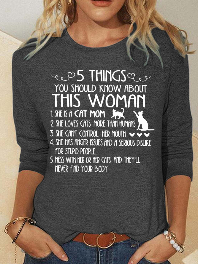 Cat Mom Things Woman Classic T-Shirt Casual Long Sleeve Shirt